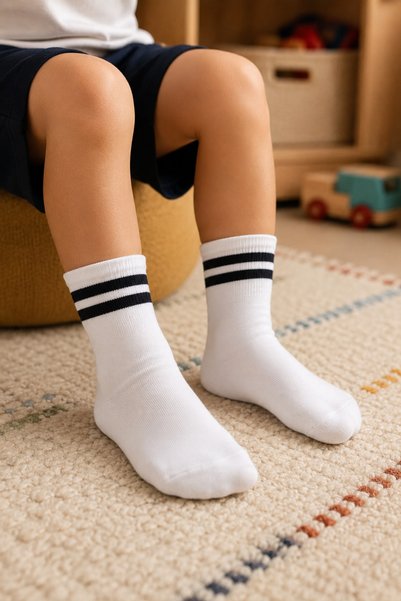 Ollero Children's Tennis Socks Toe Seamless 12 Pairs White