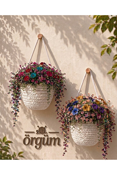ÖRGÜM Yapay Çiçeklik 2'li Saksılık Sepet 12x10 cm BİTKİLER VE ASMA APARATLARI...