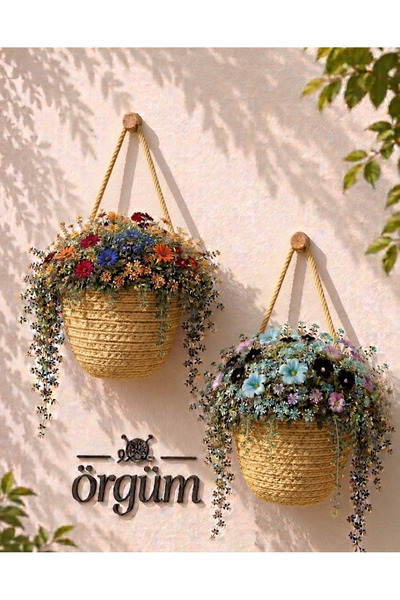 ÖRGÜM Yapay Çiçeklik 2'li Saksılık Sepet 12x10 cm BİTKİLER VE ASMA APARATLARI...