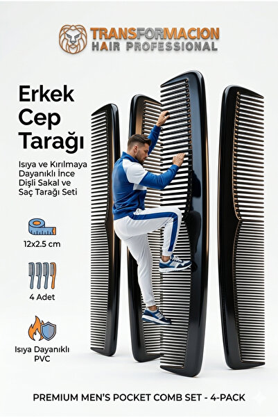 Transformacion 4 Adet Erkek Cep Tarağı Seti - 12 cm Kırılmaz Isıya Dayanıklı ...