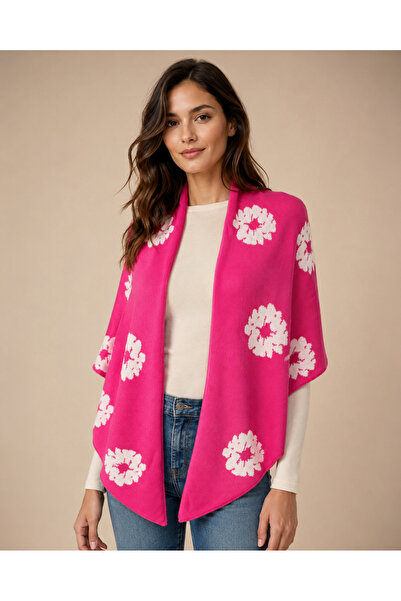 Sebir Moda Şal triunghiular din tricot cu model floral, cu două feţe