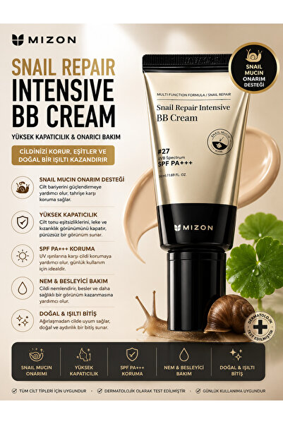 Mizon Snail Repair Intensive Bb Cream Spf 30 Pa+++ 50ml - High Coverage Bb Cr...