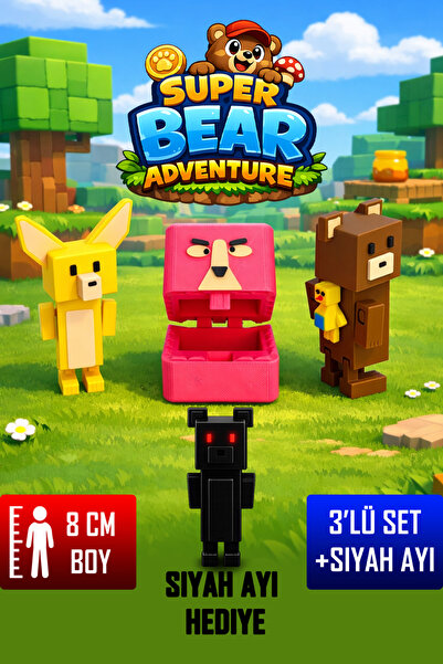YAGLİZ Super Bear Adventure Ayı, Tilki ve Tavşan Figür Seti – Tüm Eklemleri H...