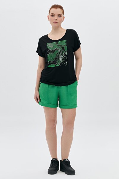 DAIDO Cross Back Sequin Top Printed T-Shirt