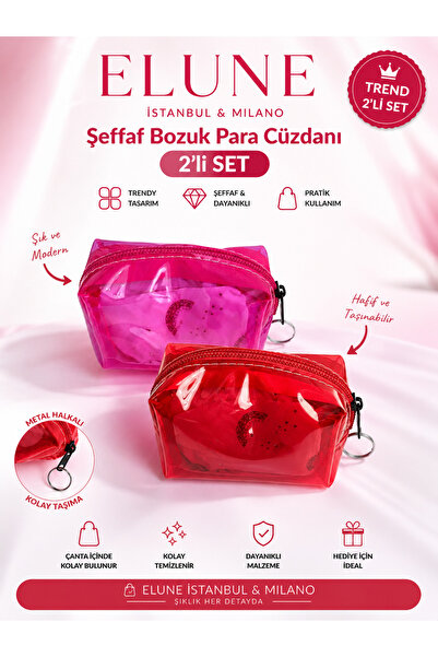 ELUNE İSTANBUL & ميلانو مجموعة محافظ نقود شفافة مكونة من قطعتين