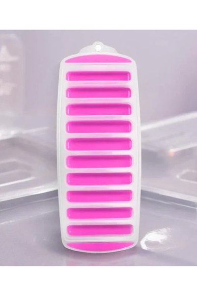 MyBru Pembe Slikon Tabanlı Çubuk Model 10 Hazneli Dikdörtgen Buz Kalıbı