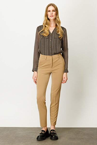 Ekol Skinny Leg Camel γυναικείο παντελόνι 23202003
