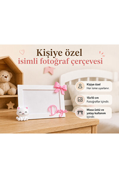 Liora3dStudio Kişiye Özel İsimli Çocuk Bebek Fotoğraf Çerçevesi 10x15 Dekorat...