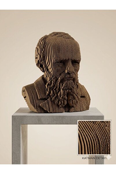 KARX Fyodor Dostoevsky 3D Puzzle, Yaratıcı Hobi, DIY, Kraft Karton Model Kit