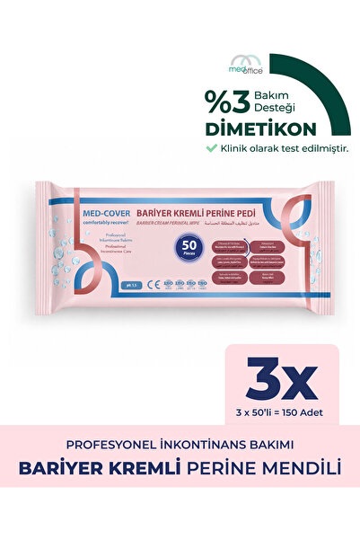 MED-COVER Bariyer Kremli Perine Bölgesi Temizleme Pedi/mendili 50'li - 3 Paket