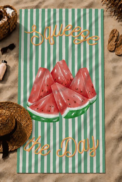 Luvis Store Squeeze the Day Watermelon Patterned Printed Beach Towel