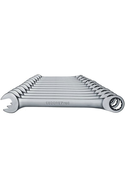 Generic Brand Set de chei fixe cu clichet, inel roșu, 12 piese, cromate, SW 8...