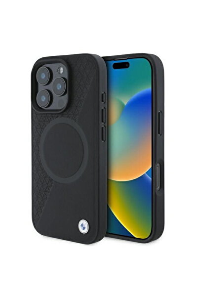 BMW iPhone 16 Pro Max - Piele semitexturată cu design distinctiv și MagSafe c...