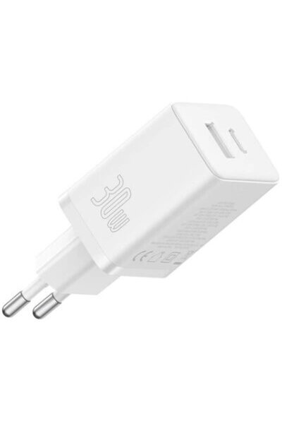 Baseus Cub, Încărcare rapidă 30W, 1 x USB Tip-C Ieșire 5V/3A, 1 x USB, alb