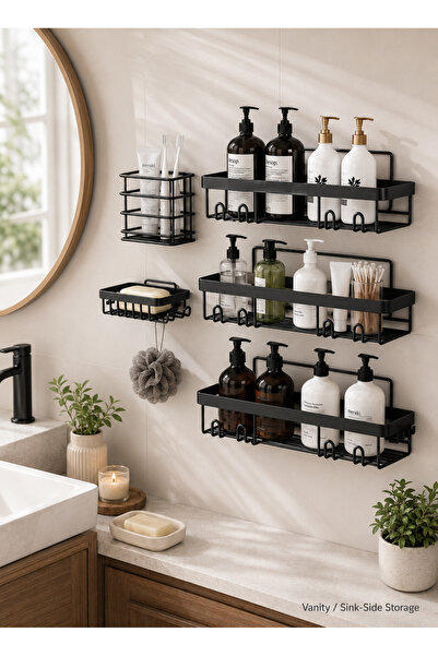 Generic 5 Pack Bathroom Shelf, Stainless Steel Bathroom Organiser, Shower Cad...