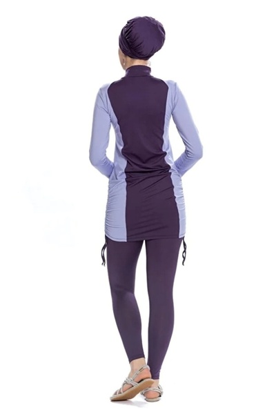 Starinci Mayo Lycra Full Covered Swimsuit Purple Adjustable Tunic