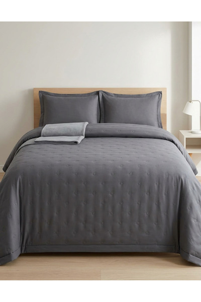 Generic Brand Piqué uni matlasat multifuncțional 160x220 antracit * cuvertură...