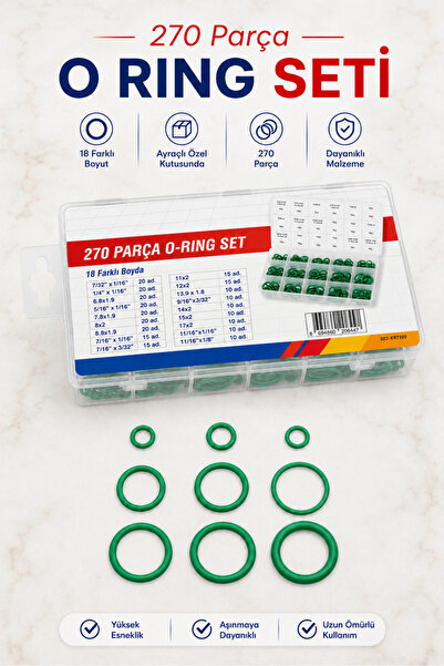 Badem10 270 Parça O-Ring Conta Seti | 18 Farklı Ölçü | Ayracılı Saklama Kutul...