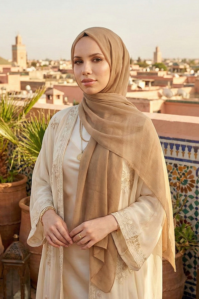 Armine Trend Crinkle Chiffon Shawl - Atskrn-11 - Kraft Color