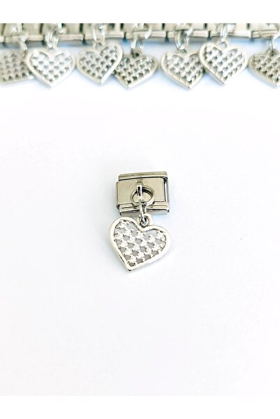 Umrece Silver Heart Italian Charm with Stones