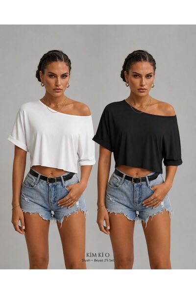 KİM Kİ O CROP TOP FEMEIE GÂT BĂRCI CROP ASIMMETRIC CROP