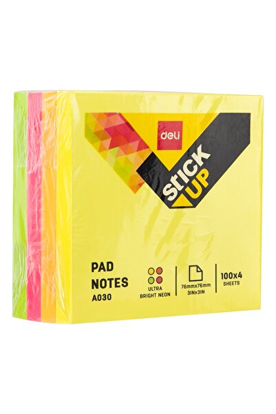Deli Post-it-uri 76*76mm 4 culori neon 400 coli