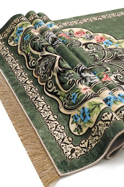 Bursa İpek Yeşil Bambu Halı Seccade