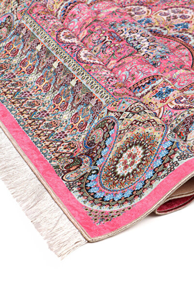 Bursa İpek Pink Velvet Rug Prayer Rug
