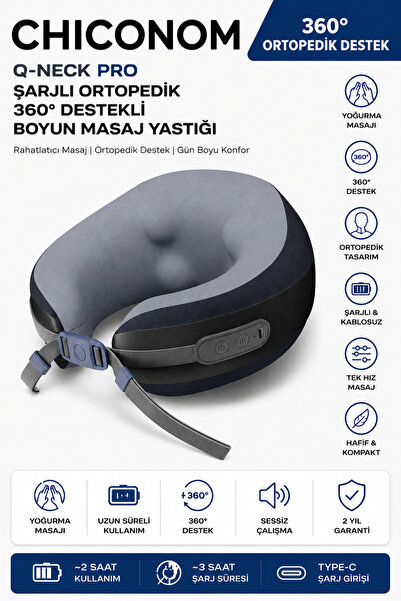 chiconom Q-NECK PRO Şarjlı Ortopedik 360° Destekli Boyun Masaj Yastığı