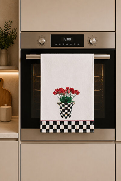naya home Dekoratif Mutfak Pamuklu Fırın Havlusu Özel Desenli Etnik Model 35x...
