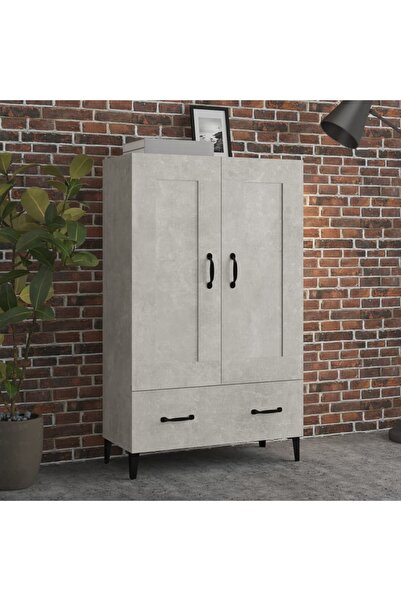 Concept Dulap înalt, gri beton, 70x31x115 cm, lemn compozit