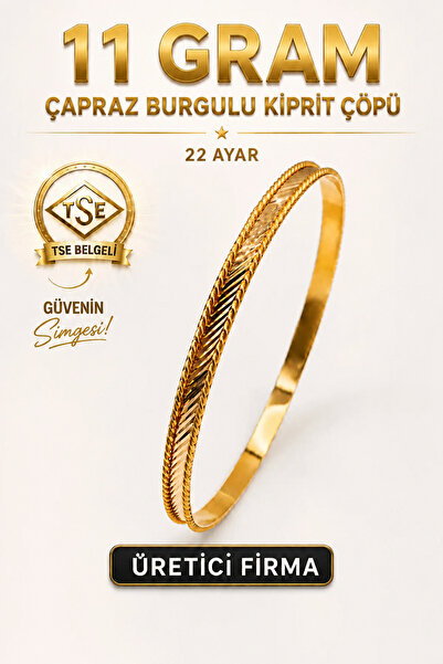 Aks Gold 22 Ayar TSE Belgeli (11 GRAM) Çapraz Burgulu Kiprit Çöpü Ajda Altın ...