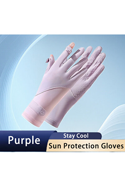 Choice purple Sun Protection Gloves For Women Breathable Sunscreen Ice Silk G...