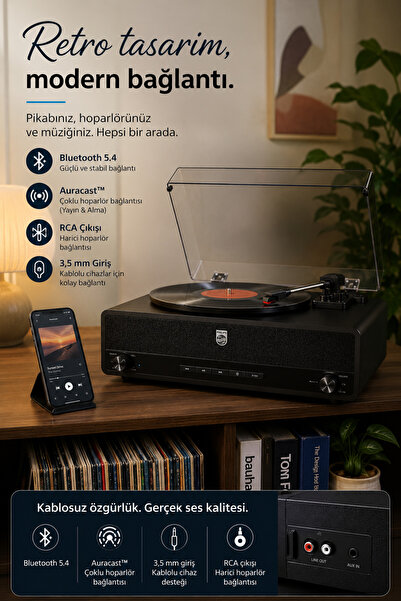 Philips TAV3000B/10 Bluetooth Retro Pikap