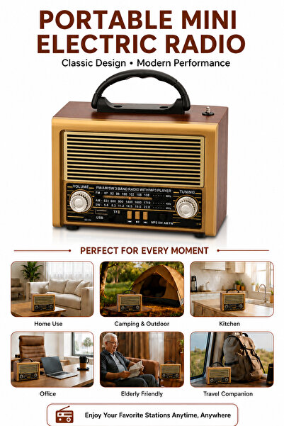 Baytix HOME Portable Mini Electric Radio FM/AM Bluetooth Speaker with USB & T...