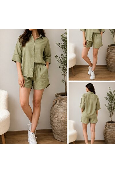 BNGL Boutique طقم شورت وقميص من الكتان