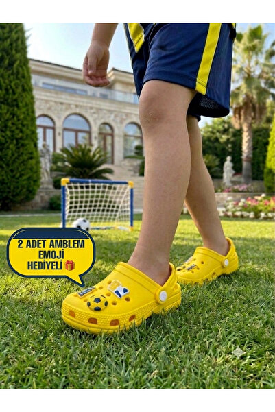 OZZO AYAKKABI Taraftar Emojili sarı lacivert çocuk cross terlik