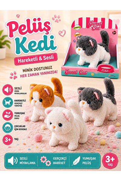 ideal STORE AYA TOYS 40074 PELÜŞ KEDİ HAREKETLİ SESLİ PİLLİ 3+