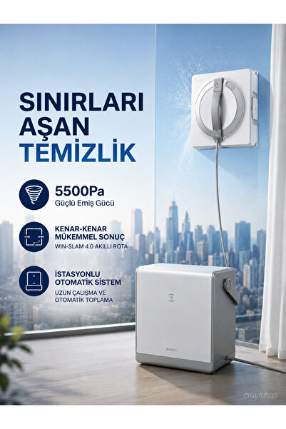 Ecovacs Yeni Winbot Pro Omni Taşınabilir İstasyonlu Akıllı Cam Silme Robotu 5...