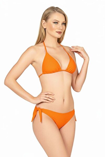 Endeep Beria Kadın Üçgen Yarım Dolgulu Turuncu Bikini Takımı