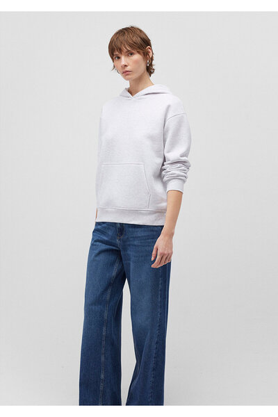 Mavi Hellgraues Basic-Sweatshirt mit Kapuze167299-85438