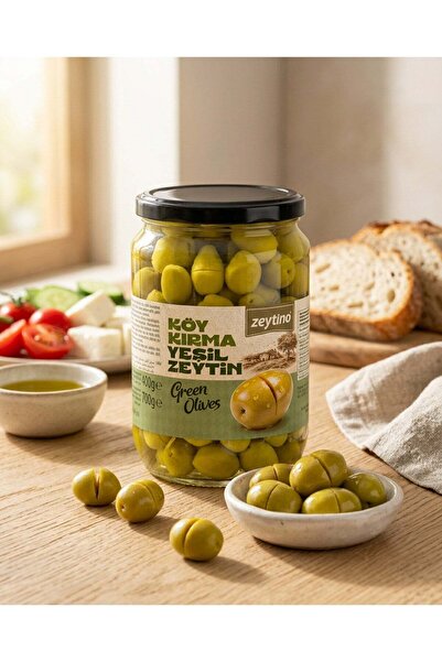 Zeytino Köy Kırma Yeşil Zeytin 400 gr (321/350) XS Cam Kavanoz