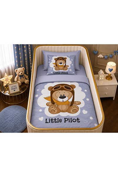 Fabeteks Cute Pilot Teddy Bear Little Single Digital Baby Bedding Set