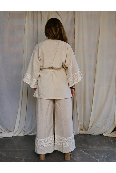 Su Koleksiyon Kutay Linen Kimono & Pants Set