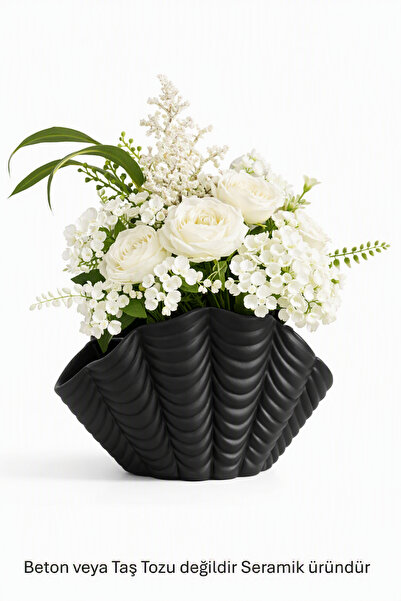 Lui Tasarım Vază ceramică în stil boem, culoare negru sidefat, 13*20*10 cm