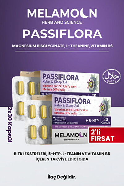 Melamoon Magnezyum Ve 5-htp Ile Güçlendirilmiş Passiflora (pasiflora) (2x30 Kapsül)