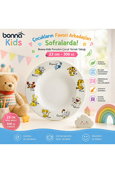 Bonnami Bonna Kids Banquet Porselen Çocuk Yemek Tabağı 23 cm - 300 cc Sevimli...