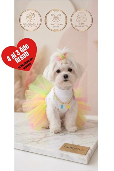 Barneystore Kedi Köpek Özel Tasarım Jelibon Kolyeli Tütü Elbise