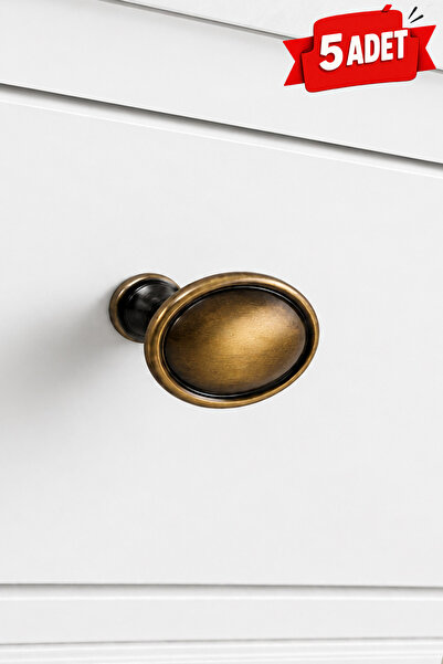 BERFİNO 5Pcs Petra Antique Yellow&Black Cabinet Knob Furniture Handle Drawer ...