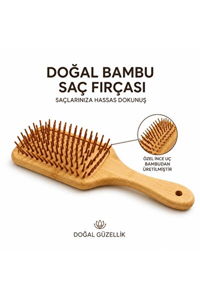 PİRAYE AKSESUAR Büyük Boy Bambu Saç Tarağı Tüm Saç Tipleri